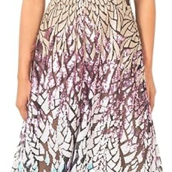 Dress the Population Women's Elisa Sleeveless Plunge Neckline Fit and Flare Midi Dress