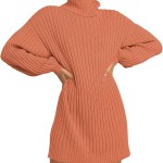 ANRABESS Women Oversized Sweater Dress Turtleneck Batwing Long Sleeve Ribbed Knit Loose 2024 Fall Winter Casual Short Dress